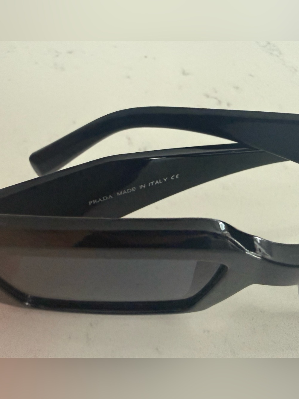 Prada Glossy Black Rectangular Sunglasses for women - Picture 4 of 6